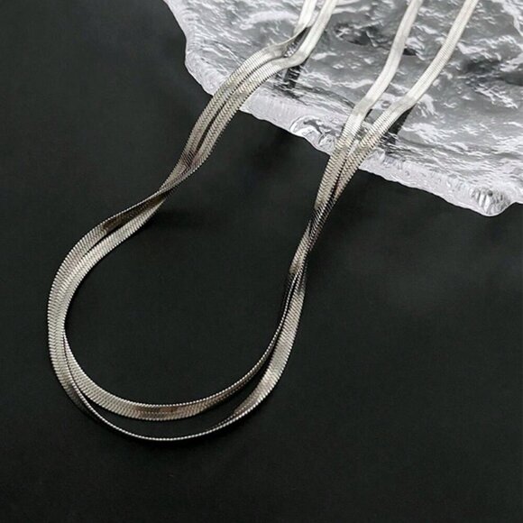 Silver Casual Women's Serpentine Chain & Multi-Layer Necklace Gift - Picture 4 of 5